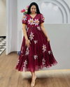 Jasleen Slub Cotton Fancy Printed Long Western Dress Wholesalers In Delhi